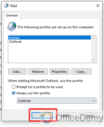 How to Create a New Profile in Outlook 20
