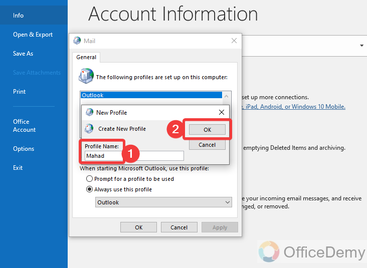 How to Create a New Profile in Outlook 6