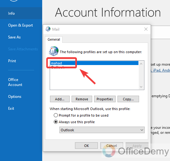 How to Create a New Profile in Outlook 9