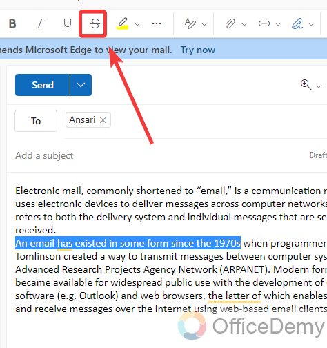 How to Cross out Text in Outlook 15