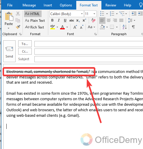 How to Cross out Text in Outlook 22