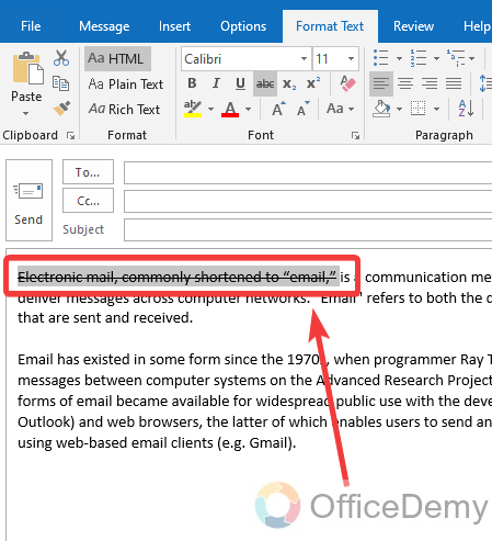 How to Cross out Text in Outlook 23