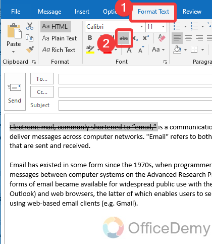 How to Cross out Text in Outlook 24