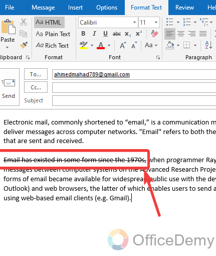 How to Cross out Text in Outlook 5