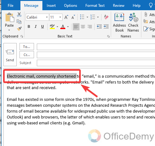 How to Cross out Text in Outlook 7