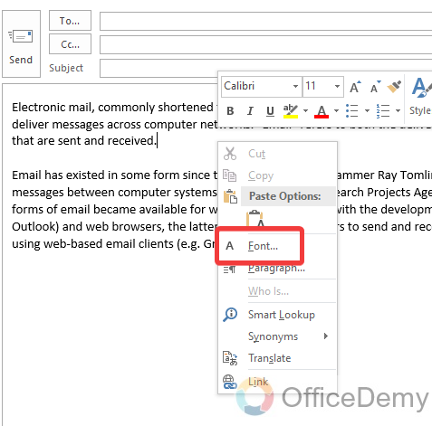 How to Cross out Text in Outlook 8