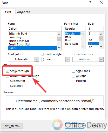 How to Cross out Text in Outlook 9