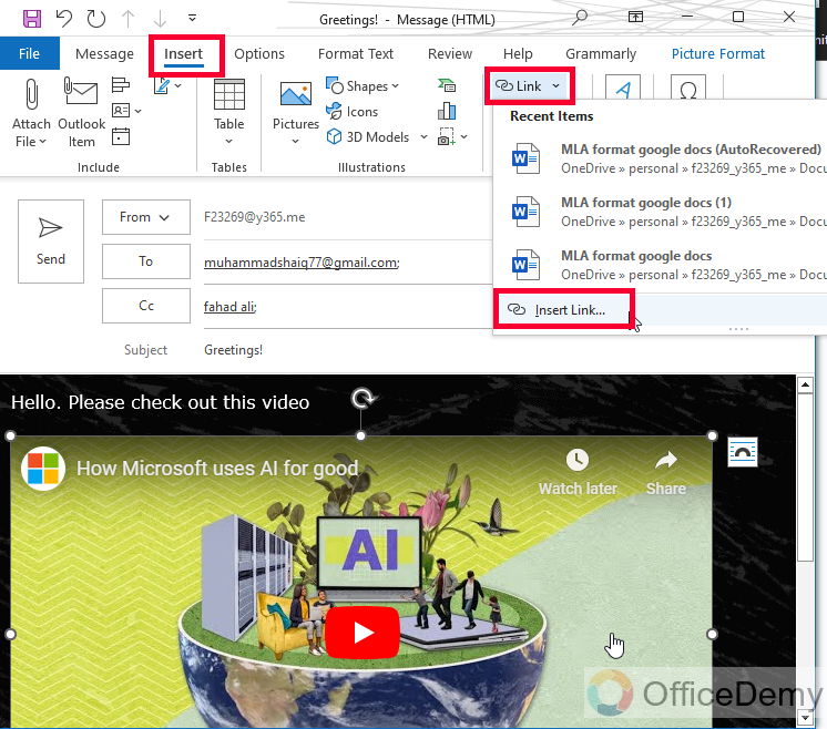 How to Embed Video in Outlook Email 13
