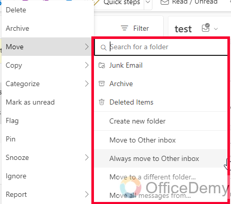 How to Move Email to Folder in Outlook 15