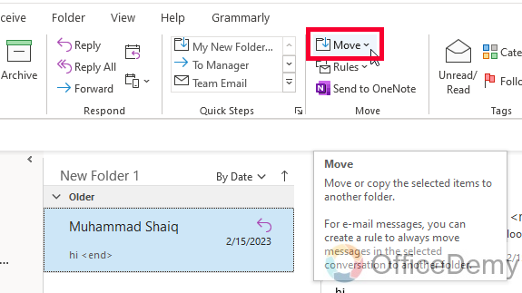 How to Move Email to Folder in Outlook 7