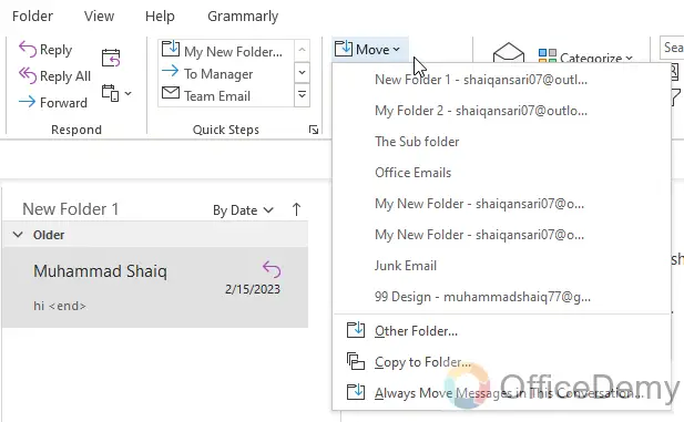 How to Move Email to Folder in Outlook 8