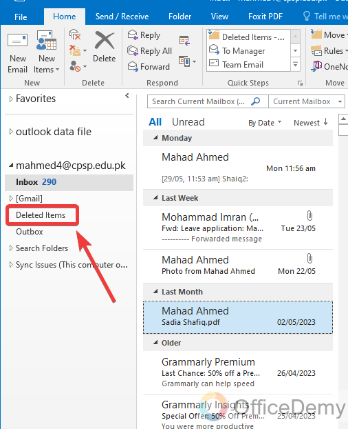How to Recover Deleted Email in Outlook 3
