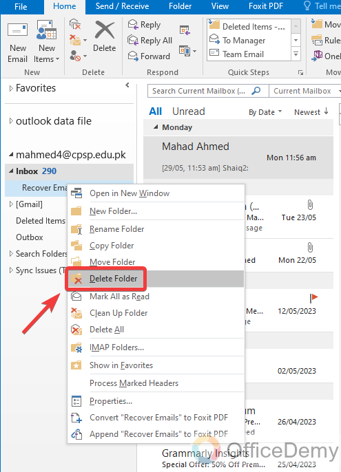 How to Recover a Deleted Folder in Outlook 15