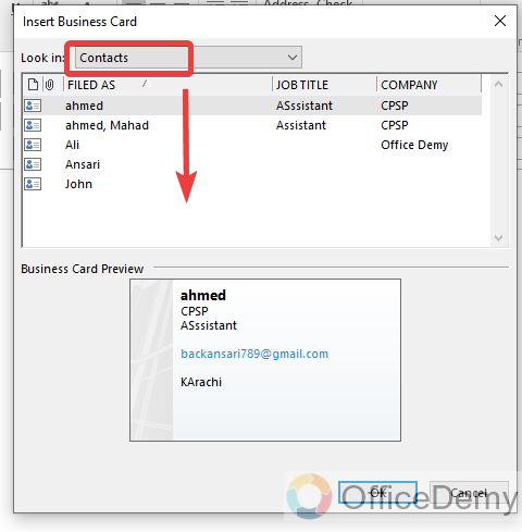 How to Share a Contact List in Outlook 11