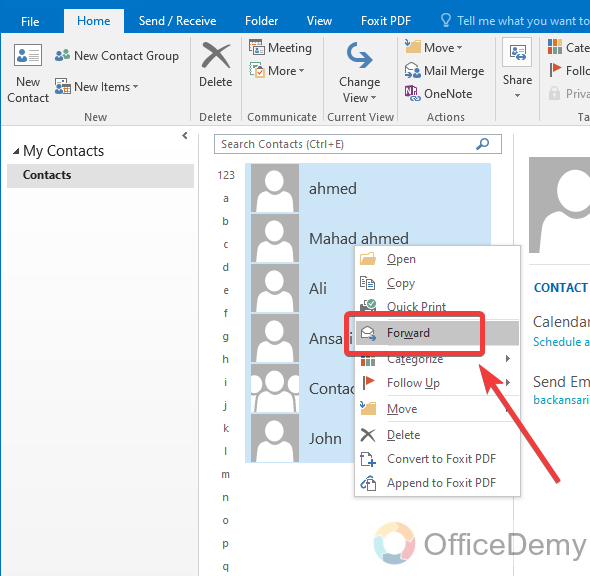 How to Share a Contact List in Outlook 4