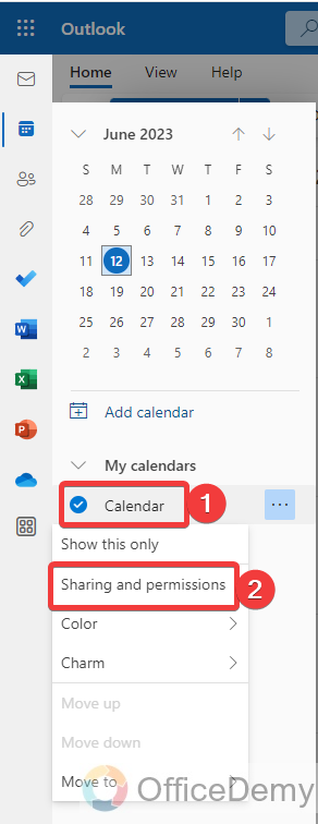 How to Unshare Calendar in Outlook 11