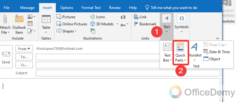 How to create Quick Parts in Outlook 12