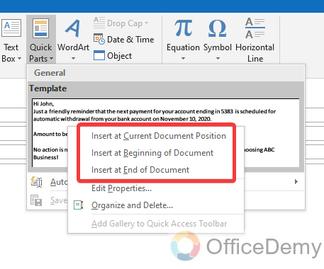 How to create Quick Parts in Outlook 14