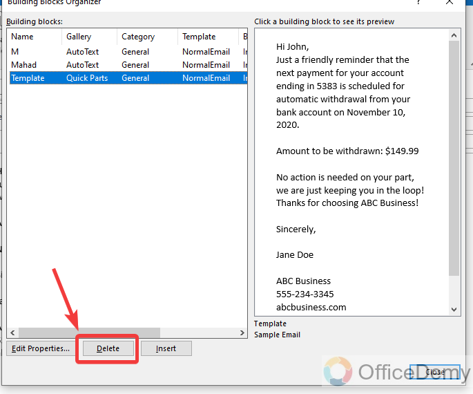 How to create Quick Parts in Outlook 20