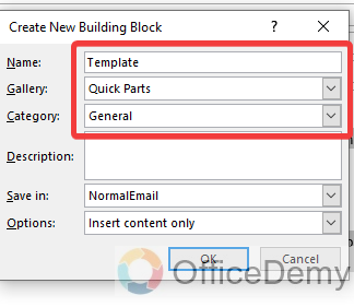 How to create Quick Parts in Outlook 7
