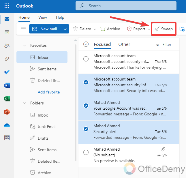 What Does Sweep Mean In Outlook 2
