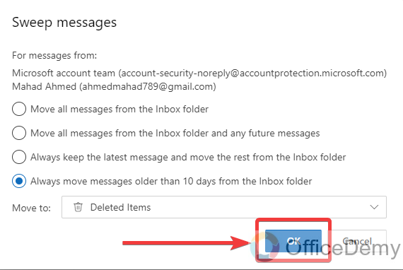 What Does Sweep Mean In Outlook 9