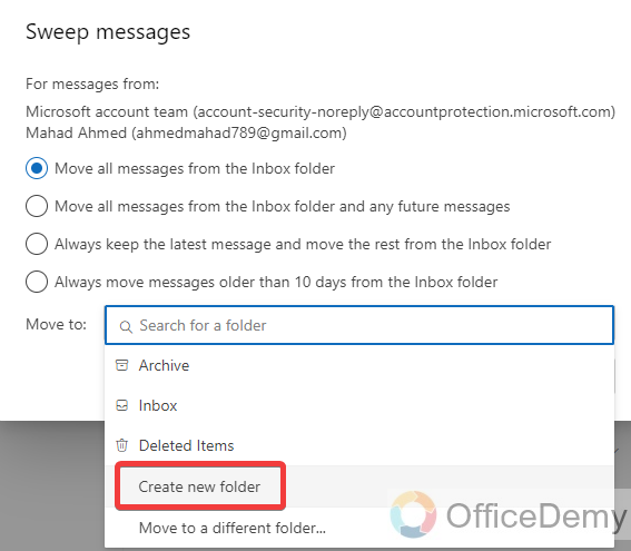 What Does Sweep Mean In Outlook 14