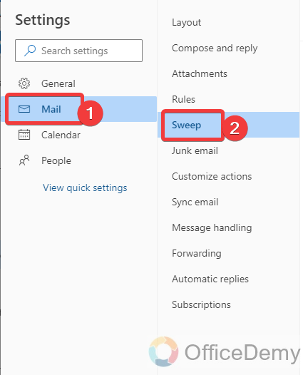 What Does Sweep Mean In Outlook 18