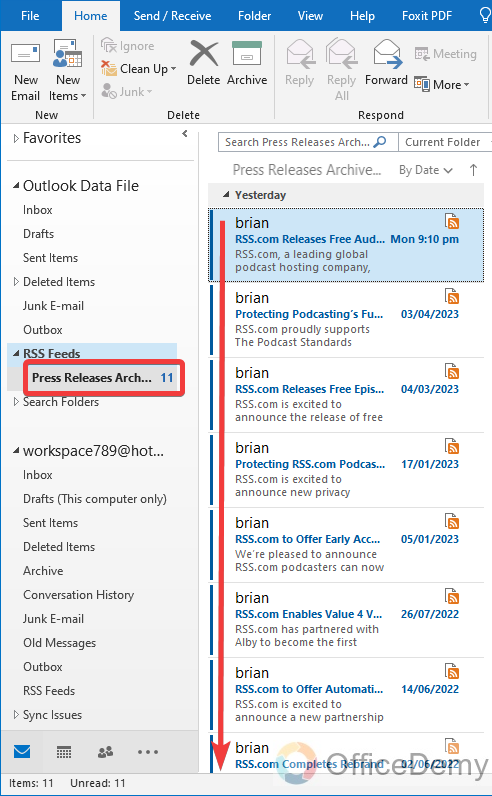 What is RSS Feeds in Outlook 12