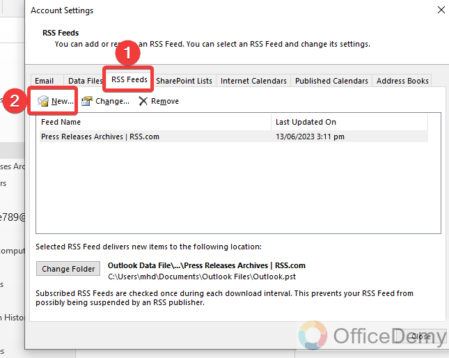 What is RSS Feeds in Outlook 15