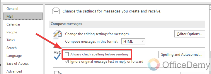 Where is Spell Check in Outlook 20