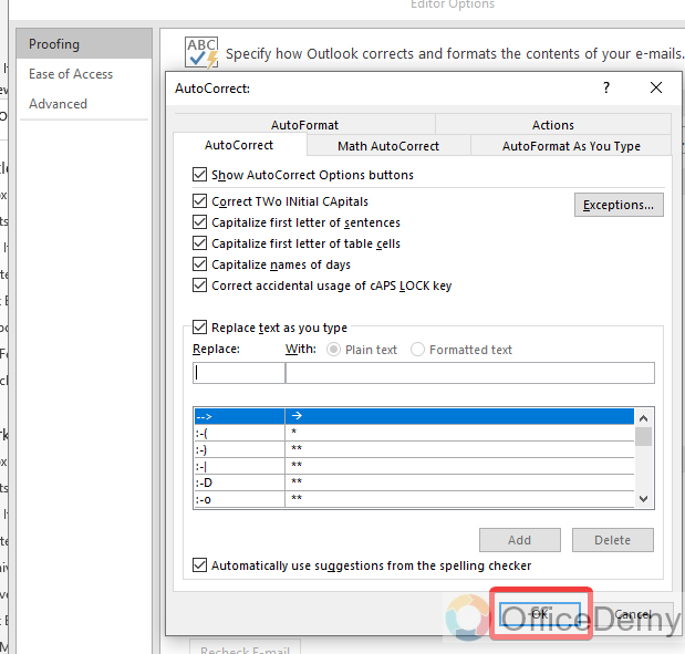 Where is Spell Check in Outlook 24