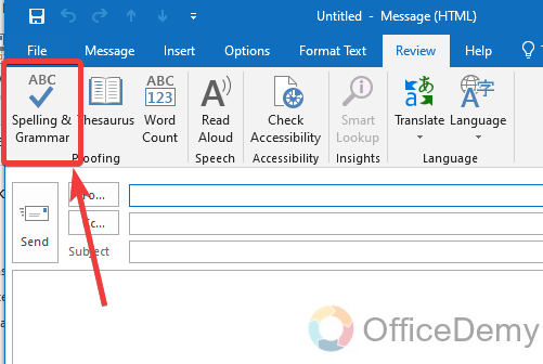 Where is Spell Check in Outlook 3