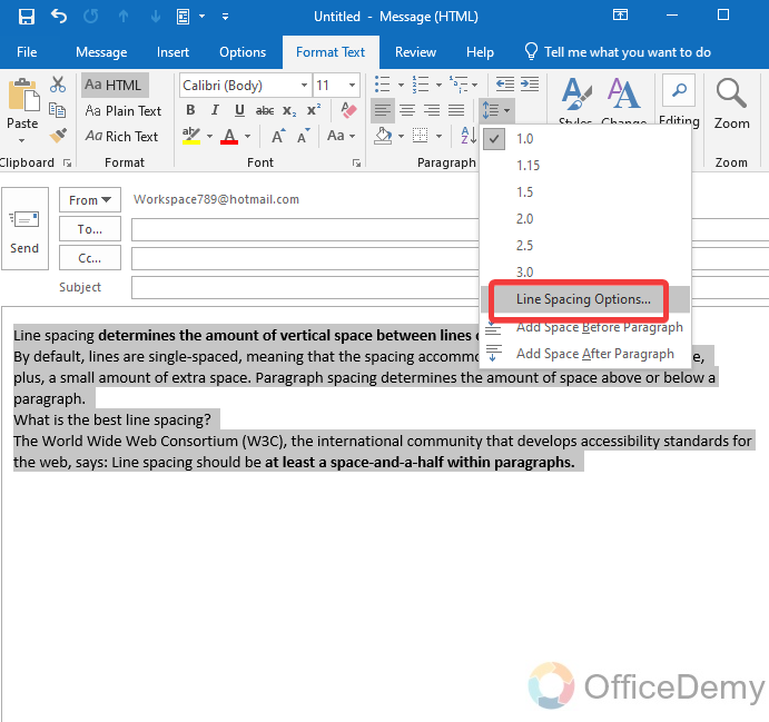 How to Change Paragraph Spacing in Outlook 12