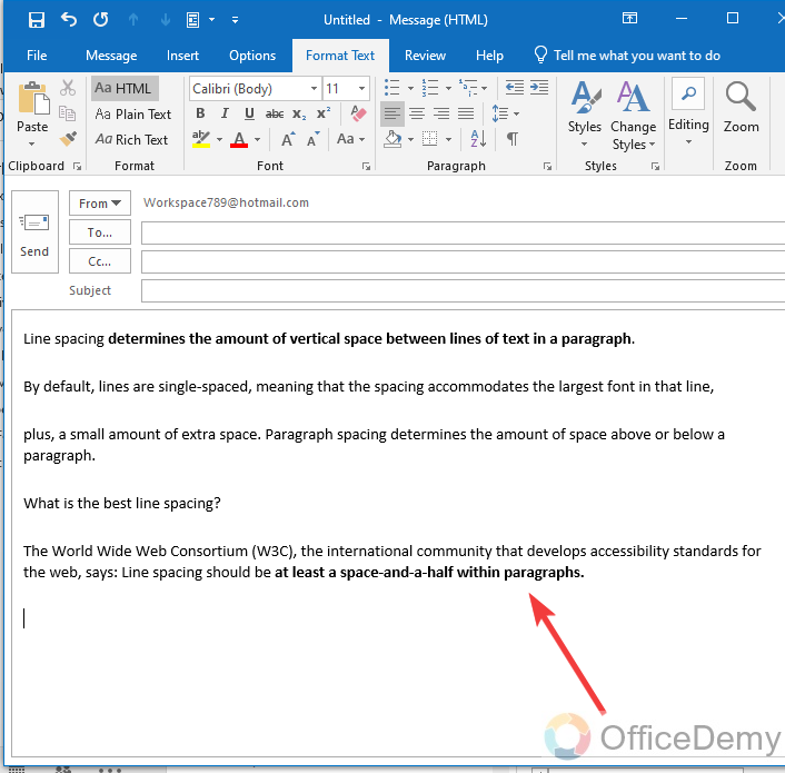 How to Change Paragraph Spacing in Outlook 16