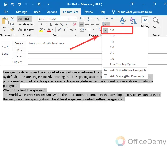 How to Change Paragraph Spacing in Outlook 7