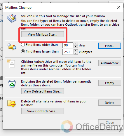 How to Check Outlook Storage 14