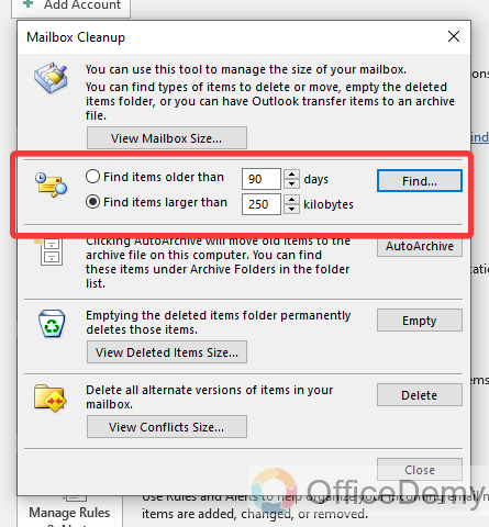 How to Check Outlook Storage 23