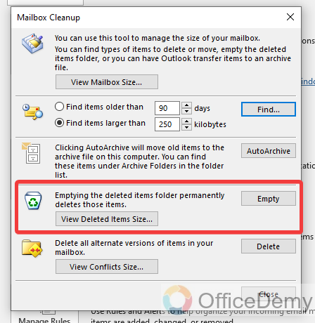 How to Check Outlook Storage 25