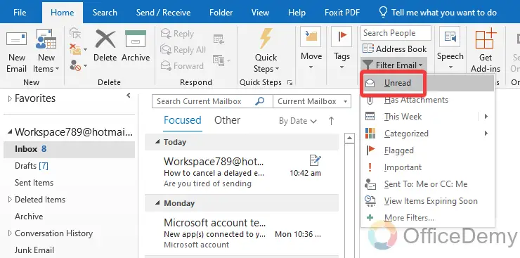 How to Delete all Unread Emails in Outlook 11
