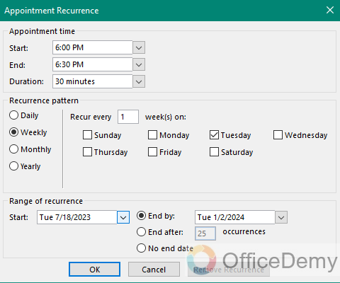 how to set up recurring meeting in outlook 5