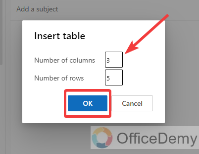 How to Insert Table in Outlook 11