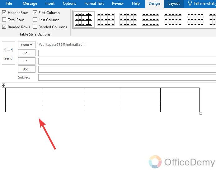 How to Insert Table in Outlook 22