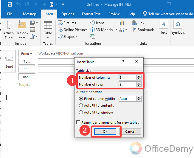 How to Insert Table in Outlook 5