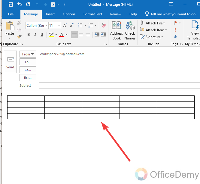 How to Insert Table in Outlook 6
