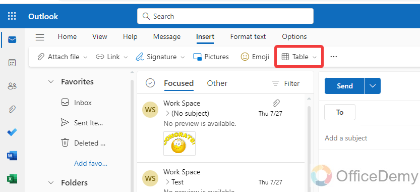 How to Insert Table in Outlook 9