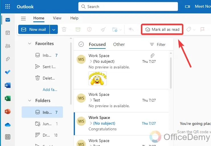 How to Mark All as Read in Outlook 1
