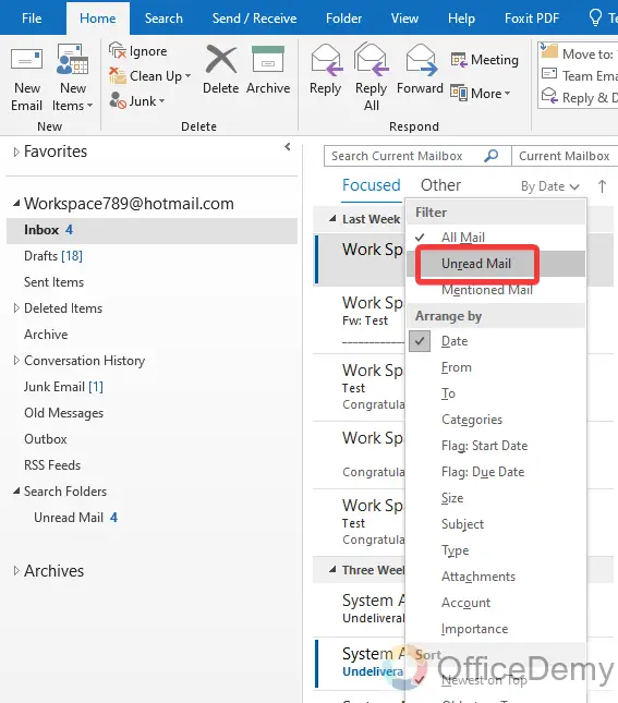 How to Mark All as Read in Outlook 10