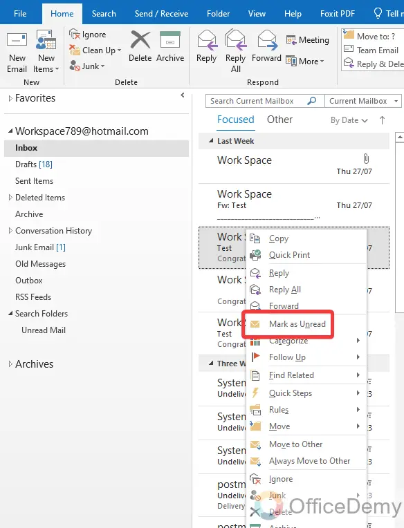 How to Mark All as Read in Outlook 22