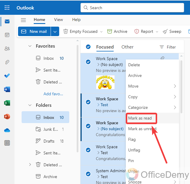How to Mark All as Read in Outlook 4